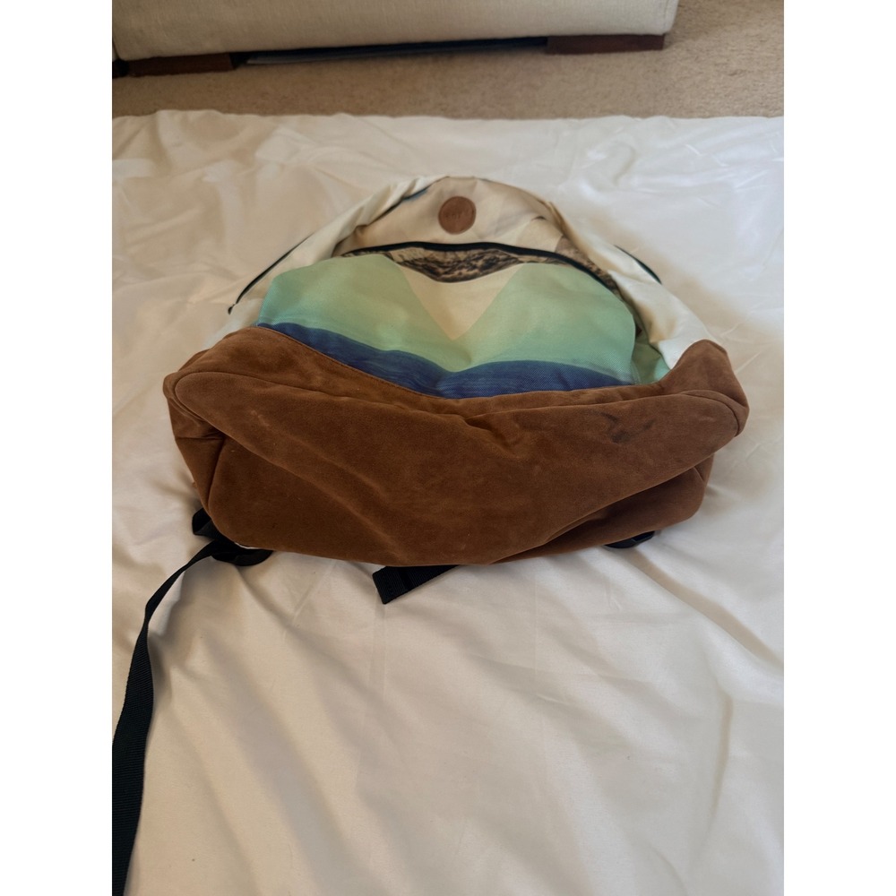 Roxy Fairness 2014 Canvas Backpack Desert Geometric Print Brown Faux Suede - Picture 3 of 8